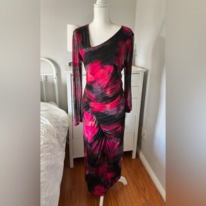 DKNY Black and Pink Long Sleeve Dress, Sz 12